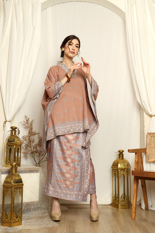 Brown Songket V-neck Sarong Set