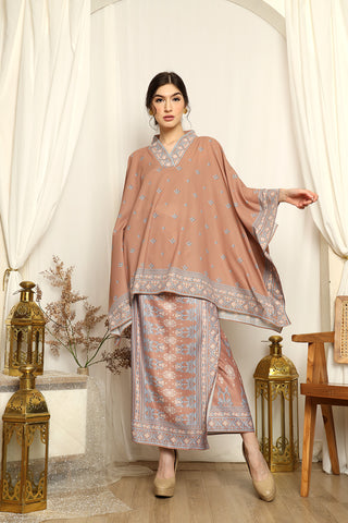 Brown Songket V-neck Sarong Set