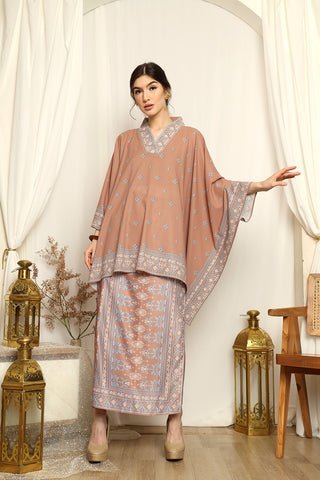 Brown Songket V-neck Sarong Set