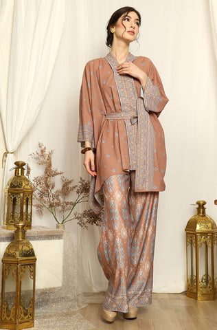 Brown Songket Kebaya Belt Pants Set