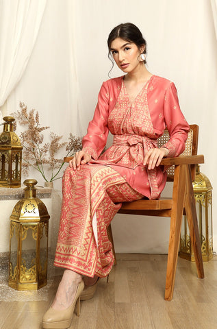 Coral Kebaya Songket Sarong Set