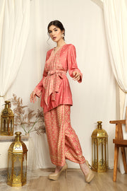 Coral Kebaya Songket Sarong Set