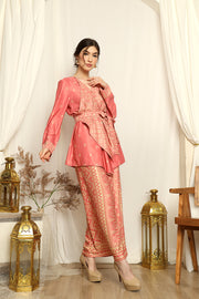 Coral Kebaya Songket Sarong Set