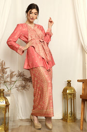 Coral Kebaya Songket Sarong Set