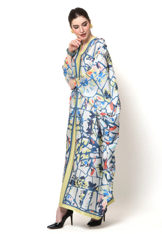 Kanzi Long Sleeve Abstract Kaftan