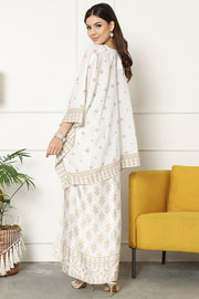 Kanzi Songket Sarong Round-neck set White