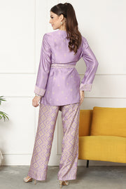 Kanzi Songket Kebaya Pants Set Purple