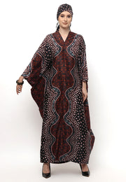 Kanzi Short Sleeve Brown Batik Kaftan