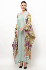 Kanzi Long Sleeve Modern Tiles Kaftan Olive