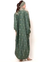 Kanzi Long Sleeve Army Green Tapis Kaftan