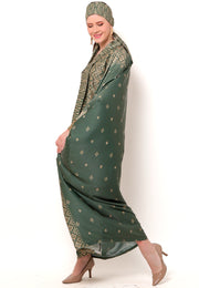 Kanzi Long Sleeve Army Green Tapis Kaftan