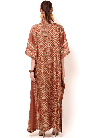 Kanzi Short Sleeve Tapis Kaftan Brown