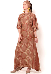 Kanzi Short Sleeve Tapis Kaftan Brown