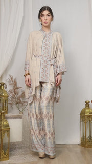 Nude Songket Tunic Belt Pants Set