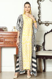 Kanzi Short Sleeve Monochrome Ikat Kaftan