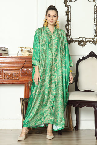 Kanzi Long Sleeve Tapis Kaftan Green