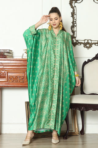 Kanzi Long Sleeve Tapis Kaftan Green