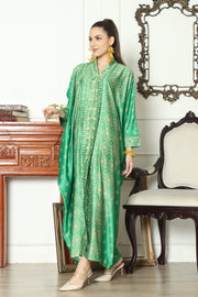 Kanzi Long Sleeve Tapis Kaftan Green